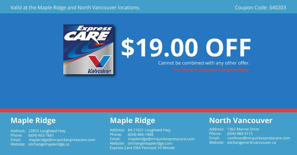 Got Oil Change Coupons Express Care Oil Change Maple Ridge