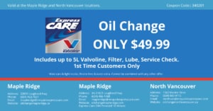 Express Oil Change Maple Ridge $49.99 off coupon 340201 1st time customer